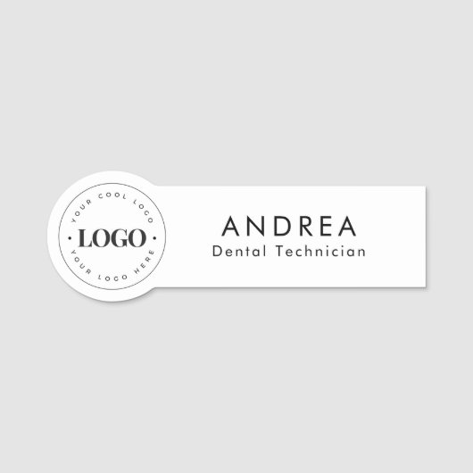 Aangepaste ronde cirkel Logo zwart, wit gebitsmede Naamplaatje (Voorkant)