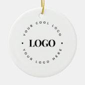 Aangepaste Ronde Cirkel Zakelijk Logo Wit Kerstmis Keramisch Ornament (Voorkant)