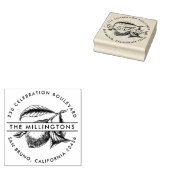 Aangepaste ronde familienaam & retouradres Lemon Rubberstempel (Gestempeld)