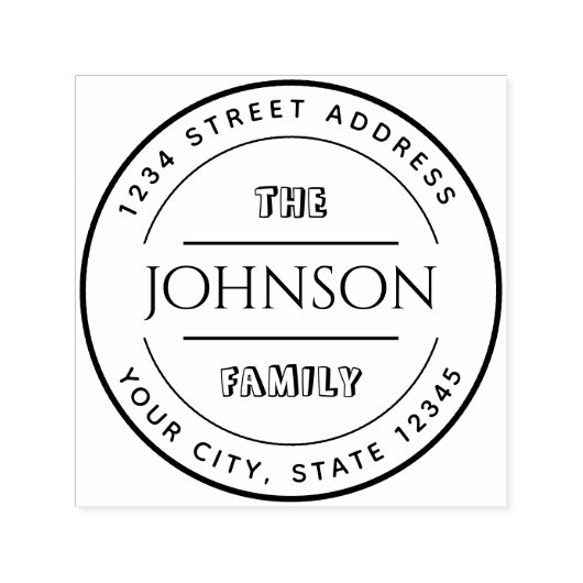 Aangepaste Ronde Familienaam Retouradres Zelfinktende Stempel (Design)
