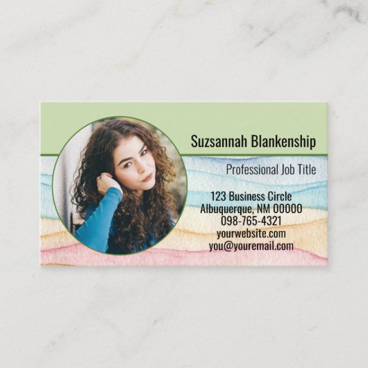 Aangepaste ronde foto en QR-code voor kleine bedri Visitekaartje (Voorkant)