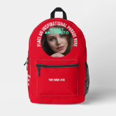 Aangepaste Ronde Foto en Tekst Solid Red Bedrukte Rugzak (Voorkant)