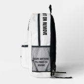 Aangepaste ronde foto en tekst Solid White Bedrukte Rugzak (Rechts)