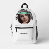 Aangepaste ronde foto en tekst Solid White Bedrukte Rugzak (Voorkant)