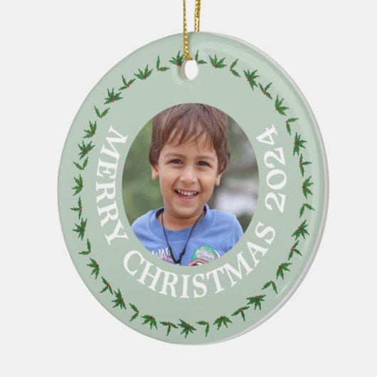 Aangepaste Ronde Foto Kerst Ornament (Links)