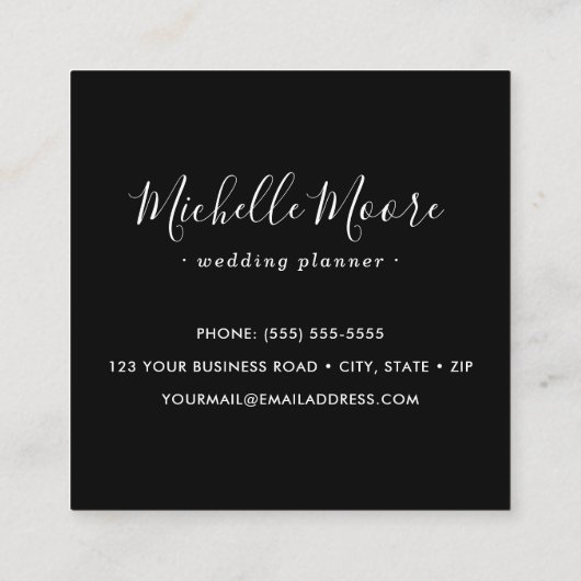 Aangepaste, ronde foto modern vrouwelijk zwart vierkante visitekaartje (Achterkant)