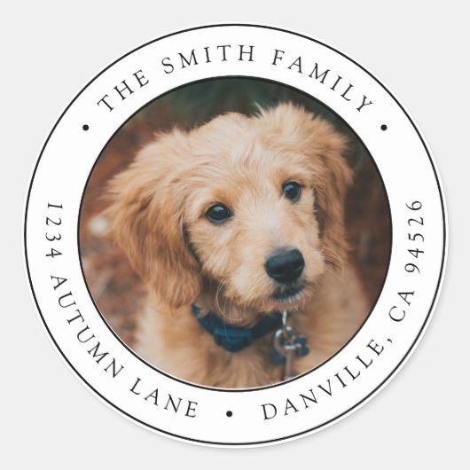 Aangepaste ronde foto retour adreslabel sticker (Voorkant)