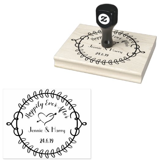 Aangepaste ronde krans bruiloft rubberstempel (Gestempeld)