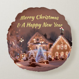 Aangepaste ronde kussen met outdoor kerstscène