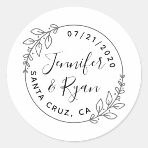 Aangepaste ronde laurel krans bruiloft Save the da Sticker