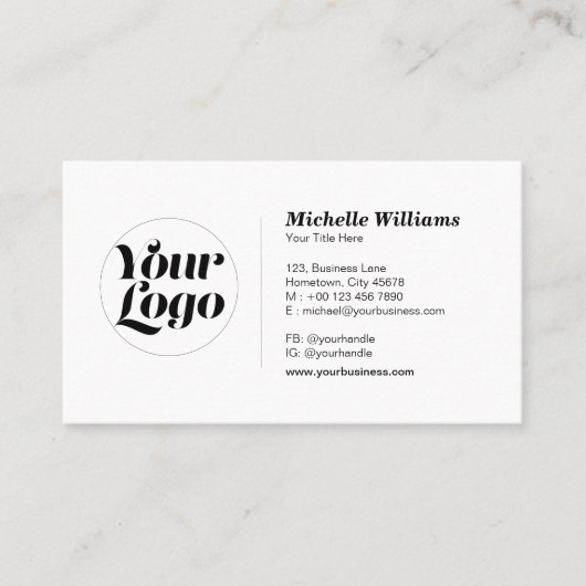 Aangepaste ronde Logo Professional, modern, eenvou Visitekaartje (Voorkant)