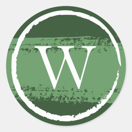 Aangepaste Ronde Monogram Stickers | Groen en Wit (Voorkant)