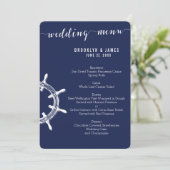 Aangepaste ronde nautische marineblauwe huwelijksm menu (Staand voorkant)
