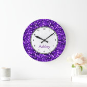 Aangepaste Ronde Paarse Glitter Grote Klok (Huis)