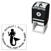 Aangepaste ronde retour adres zeemeermin stempel (In situ)