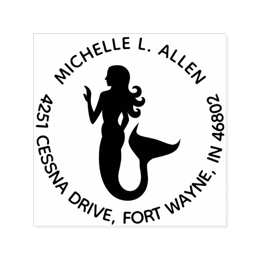 Aangepaste Ronde Retouradres Mermaid Stempel (Design)