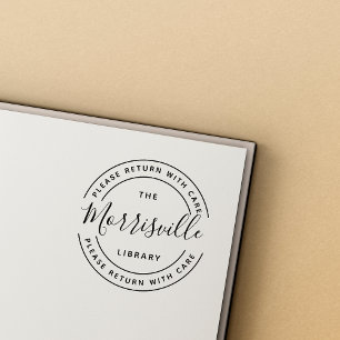 Aangepaste ronde van de bibliotheek met scriptnaam rubberstempel