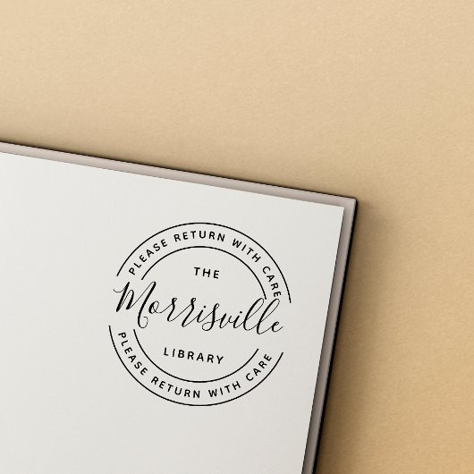 Aangepaste ronde van de bibliotheek met scriptnaam rubberstempel