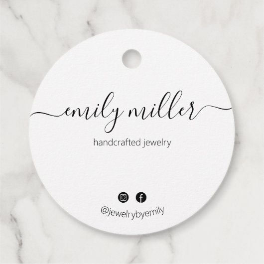 Aangepaste Ronde Witte Kalligrafie Script Hang Lab Bedankjes Labels (Achterkant)