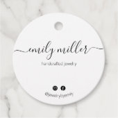 Aangepaste Ronde Witte Kalligrafie Script Hang Lab Bedankjes Labels (Voorkant)