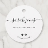 Aangepaste Ronde Witte Kalligrafie Script Hang Lab Bedankjes Labels (Achterkant)