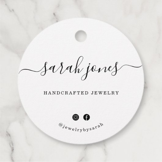 Aangepaste Ronde Witte Kalligrafie Script Hang Lab Bedankjes Labels (Achterkant)