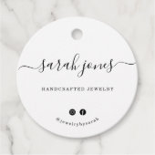 Aangepaste Ronde Witte Kalligrafie Script Hang Lab Bedankjes Labels (Voorkant)