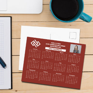 Aangepaste Rood 2027 Bedrijfskalender Zakelijk Briefkaart