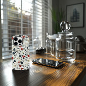 Aangepaste rood, blauw, en wit geborduurde bloemig Case-Mate iPhone case