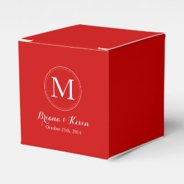 Aangepaste rood gekleurde Monogram Favor Boxes Bedankdoosjes