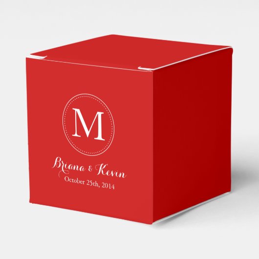 Aangepaste rood gekleurde Monogram Favor Boxes Bedankdoosjes (Voorkant Zijde)