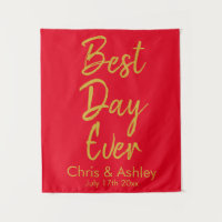 Aangepaste Rood & Goud Trouwreceptie Beste Dag Ooi