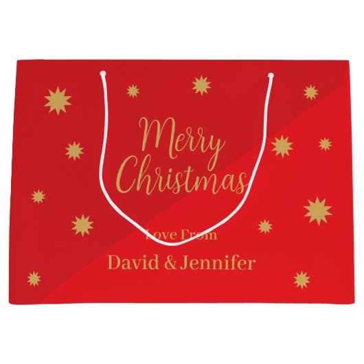 Aangepaste rood & goud Vrolijk Kerstfeest Groot Cadeauzakje (Voorkant)