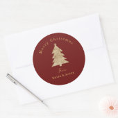 Aangepaste rood & goud Vrolijk Kerstfeest Ronde Sticker (Envelop)