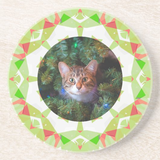 Aangepaste rood groen Sinaasappel Vrolijk Kerstfee Zandsteen Onderzetter (Voorkant)