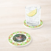 Aangepaste rood groen Sinaasappel Vrolijk Kerstfee Zandsteen Onderzetter (Zijkant)