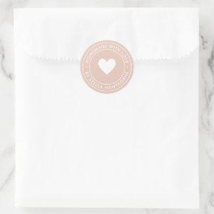 Aangepaste Rood Thuisgemaakt Met Liefde Hart Ronde Sticker