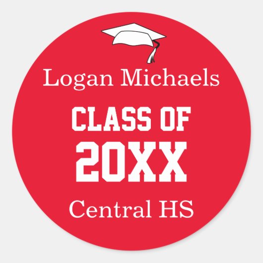 Aangepaste Rood Wit Afstuderen Sticker Sjabloon (Voorkant)