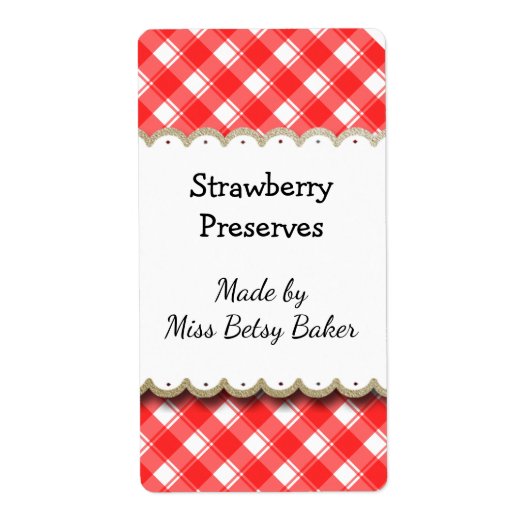 Aangepaste rood wit geplakt recept of zeep etikett etiket (Voorkant)