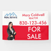 Aangepaste rood wit Realtor foto promotioneel Spandoek (Horizontaal)