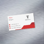 Aangepaste Rood & Wit Visitekaartje Magnet Magnetisch Visitekaartje (Voorbeeld)