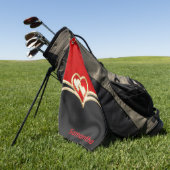 Aangepaste Rood Zwart en Goud Stijlvolle Monogram  Golfhanddoek (Groen)