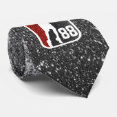 Aangepaste Rood & Zwart Glitter Basketbal Speler Stropdas (Opgerold)