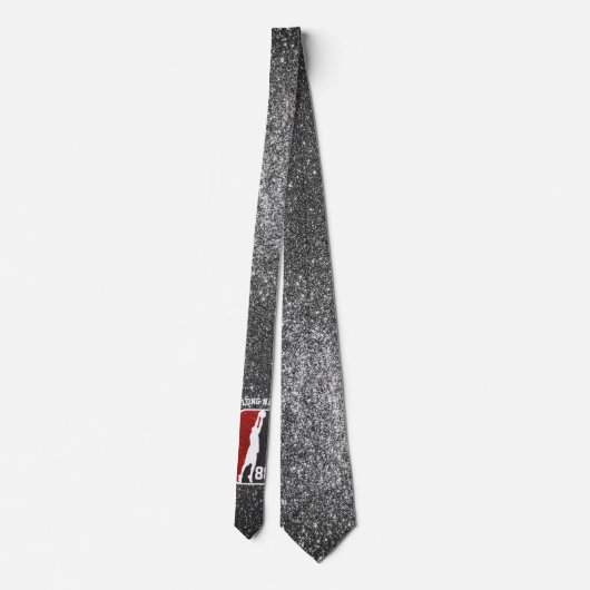 Aangepaste Rood & Zwart Glitter Basketbal Speler Stropdas (Achterkant)