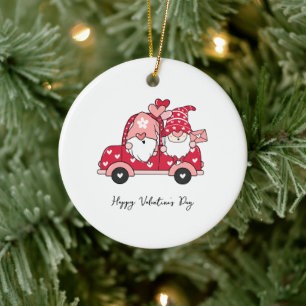 Aangepaste Rood Zwart Moderne Gelukkige Valentijns Keramisch Ornament