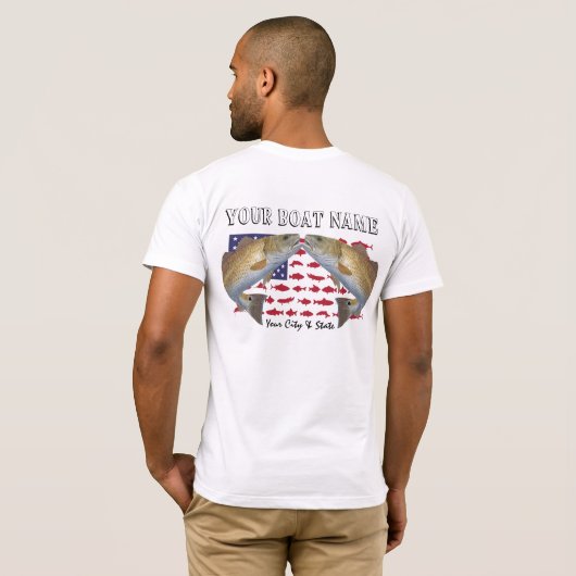 Aangepaste roodbaars bootnaam Shirt (Achterkant volledig)