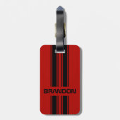 Aangepaste roodroze en zwarte snufjes voor sport bagagelabel (Achterkant verticaal)