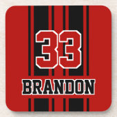 Aangepaste roodroze en zwarte snufjes voor sport bier onderzetter (Voorkant)