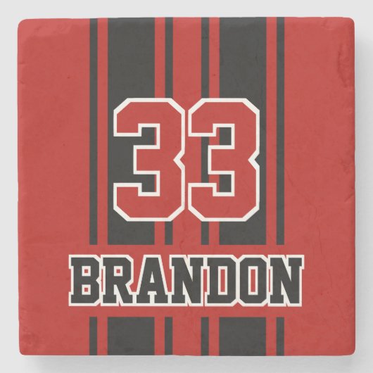 Aangepaste roodroze en zwarte snufjes voor sport stenen onderzetter (Voorkant)