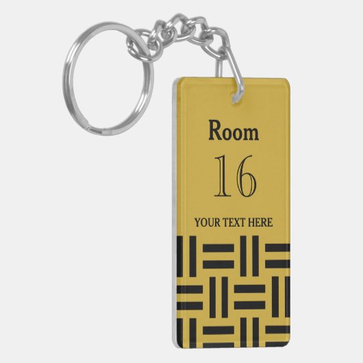 Aangepaste room hotel/lodge sleutelhanger (Voorkant Links)